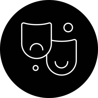 Vektör tiyatro maskeleri simgesi, vektör, illüstrasyon, sanat konsepti