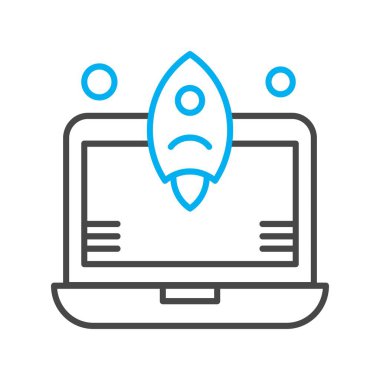 Vektör Laptop Simgesi, vektör illüstrasyonu  