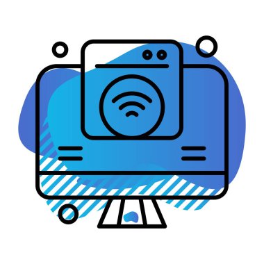 Nesnelerin internet konseptinin basit vektör simgesi