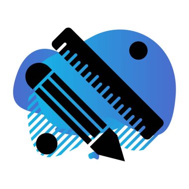  kalem ve cetvel simgesi çizimi 