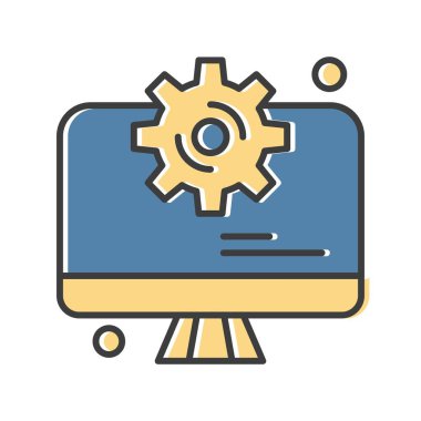 bilgisayar ve dişli simgesi, vektör illüstrasyonu