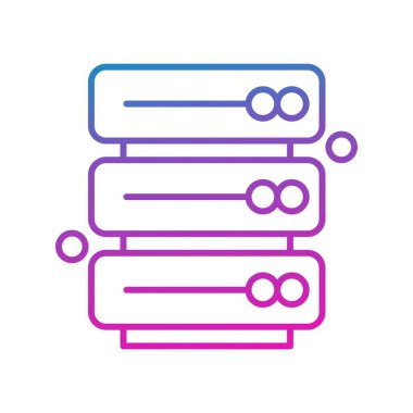 Web, mobil ve bilgi grafikleri için sunucu satırı simgesi. Kırmızı arkaplanda açık mavi vektör sembolü