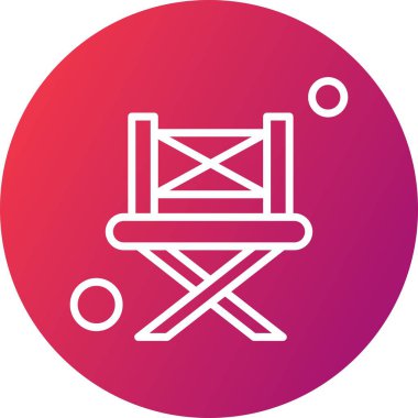 Web, mobil ve bilgi grafikleri için yönetici koltuğu simgesi. Kırmızı arkaplanda mavi vektör sembolü izole edildi