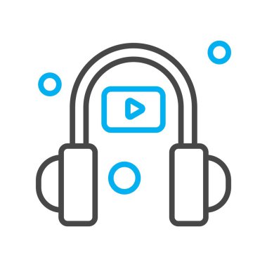 Vektör kulaklık simgesi, vektör, illüstrasyon, çevrimiçi eğitim kavramı