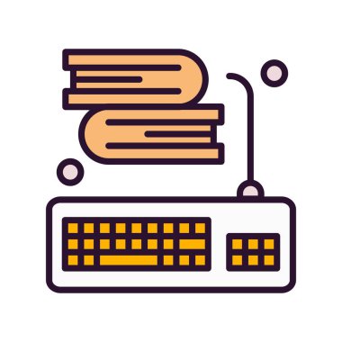 Vektör klavye simgesi, vektör, illüstrasyon, çevrimiçi eğitim kavramı