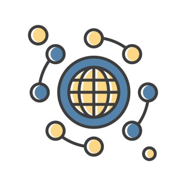 Vektör dünya ikonu, vektör, illüstrasyon, iş ve yönetim kavramı