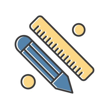  kalem ve cetvel simgesi çizimi 