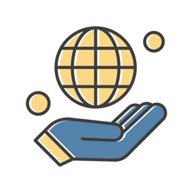 el ikonu ile temsil edilen küresel koruma kavramı. izole ve düz illüstrasyon