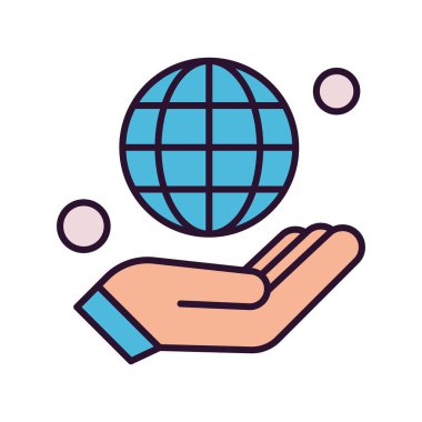 el ikonu ile temsil edilen küresel koruma kavramı. izole ve düz illüstrasyon