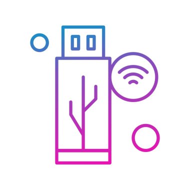 Web, mobil ve bilgi grafikleri için usb bağlantı hattı simgesi. Mavi arkaplanda beyaz vektör simgeleri