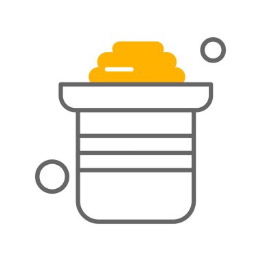 Beyaz arkaplanda siyah renkli kova simgesi var. Çöp kutusu çizimi