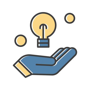 Bir ampul simgesini tutan el