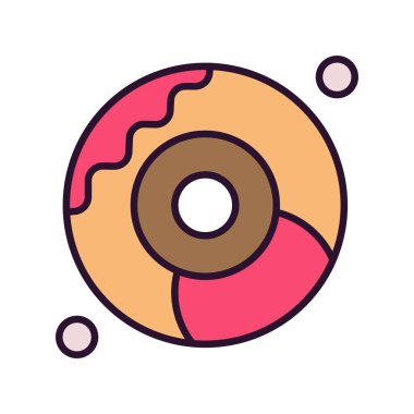  Vektör çörek simgesi, basit web illüstrasyonu