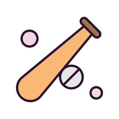  Vektör Beyzbol Simgesi, basit web illüstrasyonu