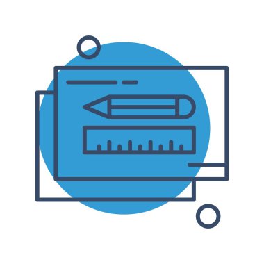  kalem ve cetvel simgesi çizimi 