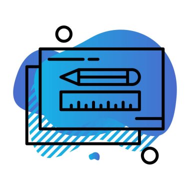  kalem ve cetvel simgesi çizimi 