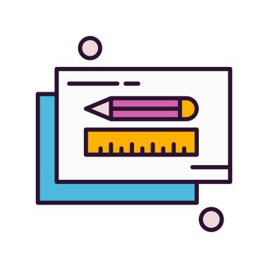  kalem ve cetvel simgesi çizimi 