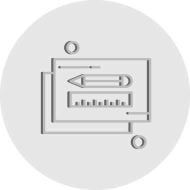  kalem ve cetvel simgesi çizimi 