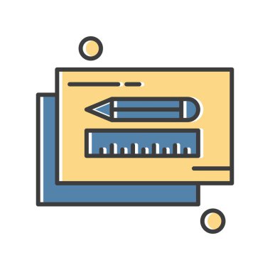  kalem ve cetvel simgesi çizimi 