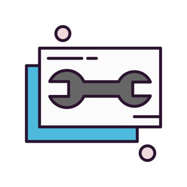  İngiliz anahtarı simgesi vektör illüstrasyonu 