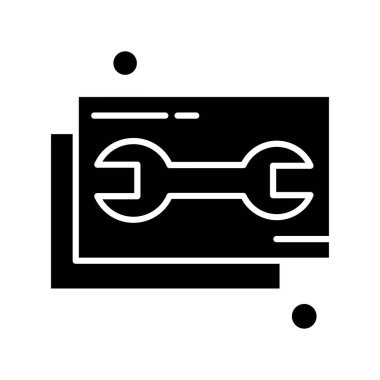  İngiliz anahtarı simgesi vektör illüstrasyonu 