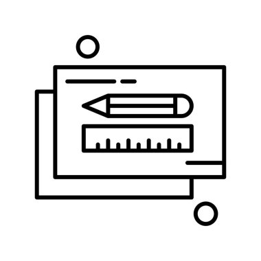  kalem ve cetvel simgesi çizimi 