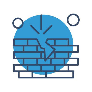 tuğla duvar simgesi vektör illüstrasyonu 