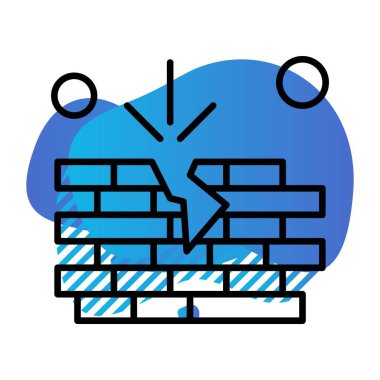 tuğla duvar simgesi vektör illüstrasyonu 