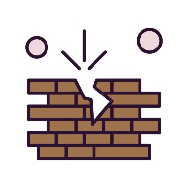 tuğla duvar simgesi vektör illüstrasyonu 