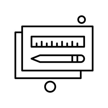  kalem ve cetvel simgesi çizimi 