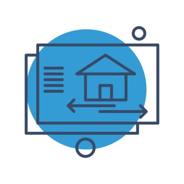  ev düz simgesi, vektör illüstrasyonu