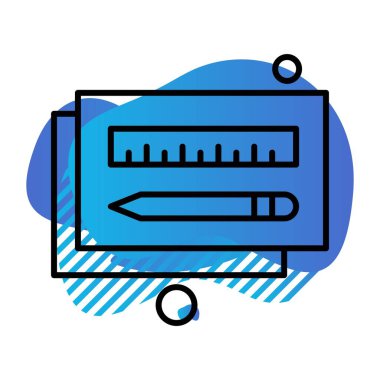  kalem ve cetvel simgesi çizimi 