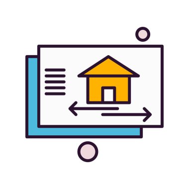  ev düz simgesi, vektör illüstrasyonu