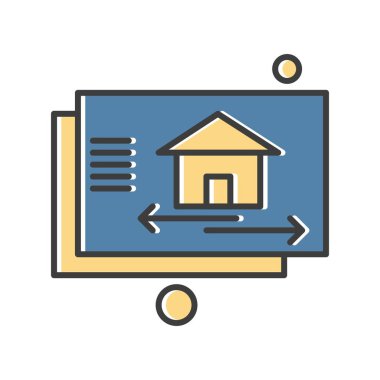  ev düz simgesi, vektör illüstrasyonu