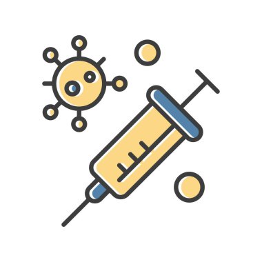 Aşı yassı simgesi, vektör illüstrasyonu