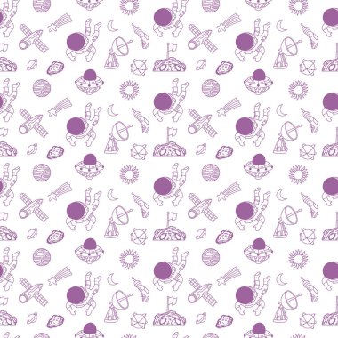 El çizimi astronot kusursuz desen, arka plan, çizgi film, çizgiler, baskı, sanat