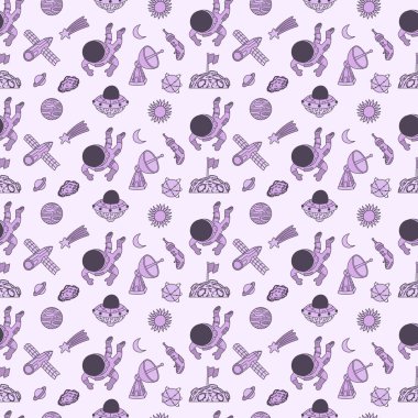 El çizimi astronot kusursuz desen, arka plan, çizgi film, çizgiler, baskı, sanat