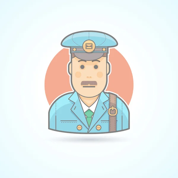 Postman, mail carrier icon. Avatar and person illustration. Flat colored outlined style. — Stock Vector