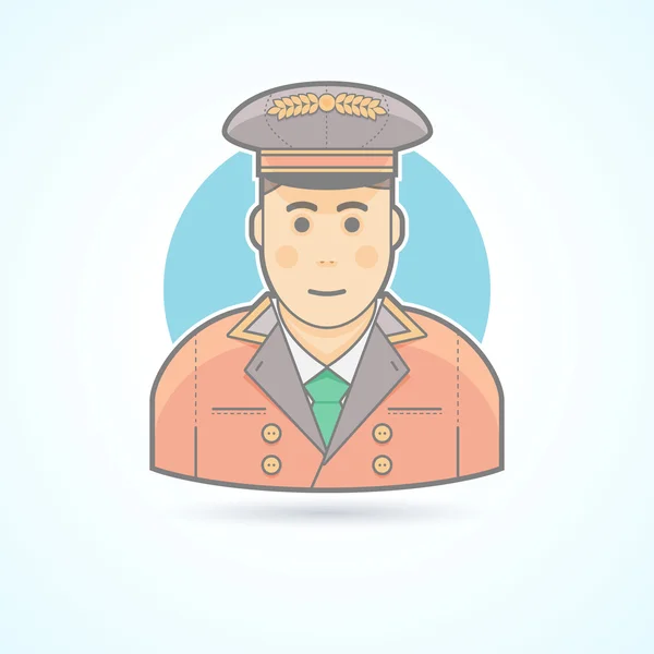 Hotel porter man, doorman service guy icon. Avatar and person illustration. Flat colored outlined style. — Stock Vector