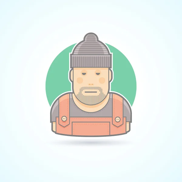 Worker, repairman, master icon. Avatar and person illustration. Flat colored outlined style. — Stock Vector