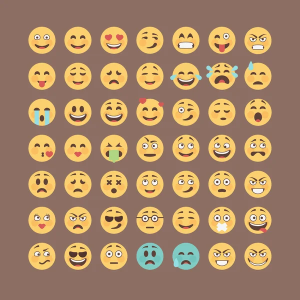 İfadeler koleksiyonu. Düz emoji seti. Sevimli suratlar simge paketi. Vektör illucttration.