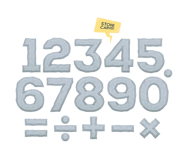 Set of vector numbers and mathematical signs. Volumetric elements with bevel. — ストックベクタ