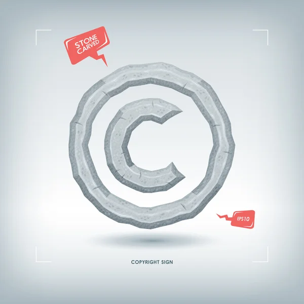 Copyright sign. Stone carved typeface element. Vector illustration. — Stockvector