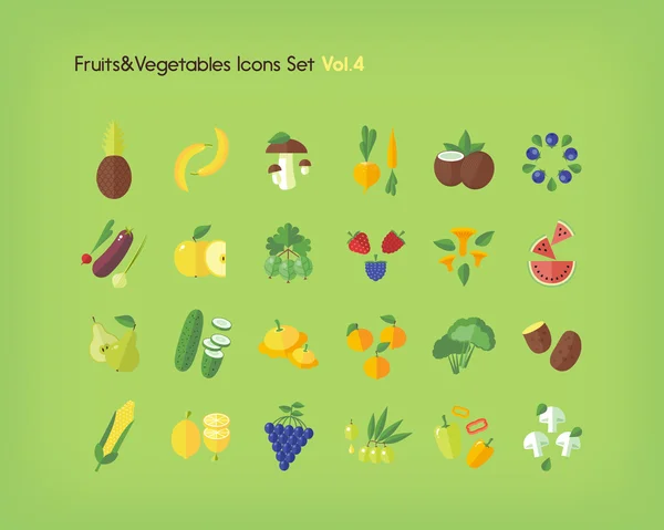 Conjunto de ícones de frutas e legumes. Ilustração vetorial plana . — Vetor de Stock