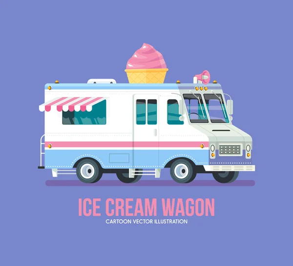 Colorido vector camión de helados. Ilustración plana moderna . — Vector de stock