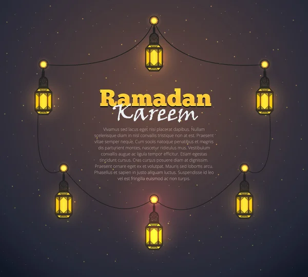Ramadan Kareem hälsning bakgrund. Färgglad design för Gratulations vykort, webbbanner och utskriftsmaterial. Vektor illustration. — Stock vektor