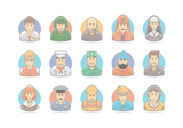 Desene animate oameni icon set. Ilustrație vectorială. Izolat pe alb . — Vector de stoc