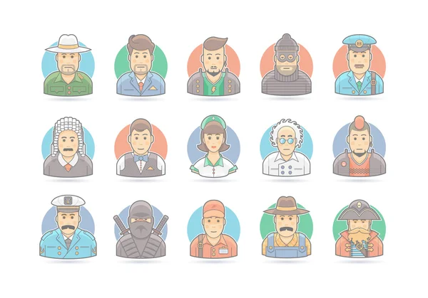 Cartoon mensen icon set. Vector karakter illustratie. Geïsoleerd op wit. — Stockvector