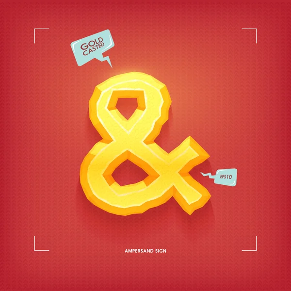 Símbolo Ampersand. Elemento de tipo joya dorada. Oro fundido. Ilustración vectorial . — Vector de stock