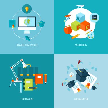 Vector school and education icons set. clipart